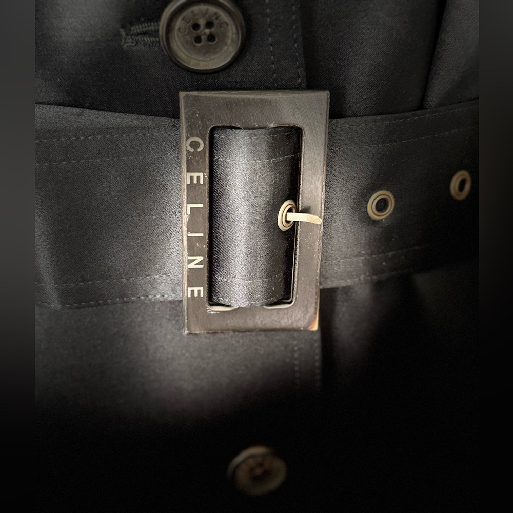 CELINE Silk Wool Blend Belted Trench Coat - Picture 4 of 16